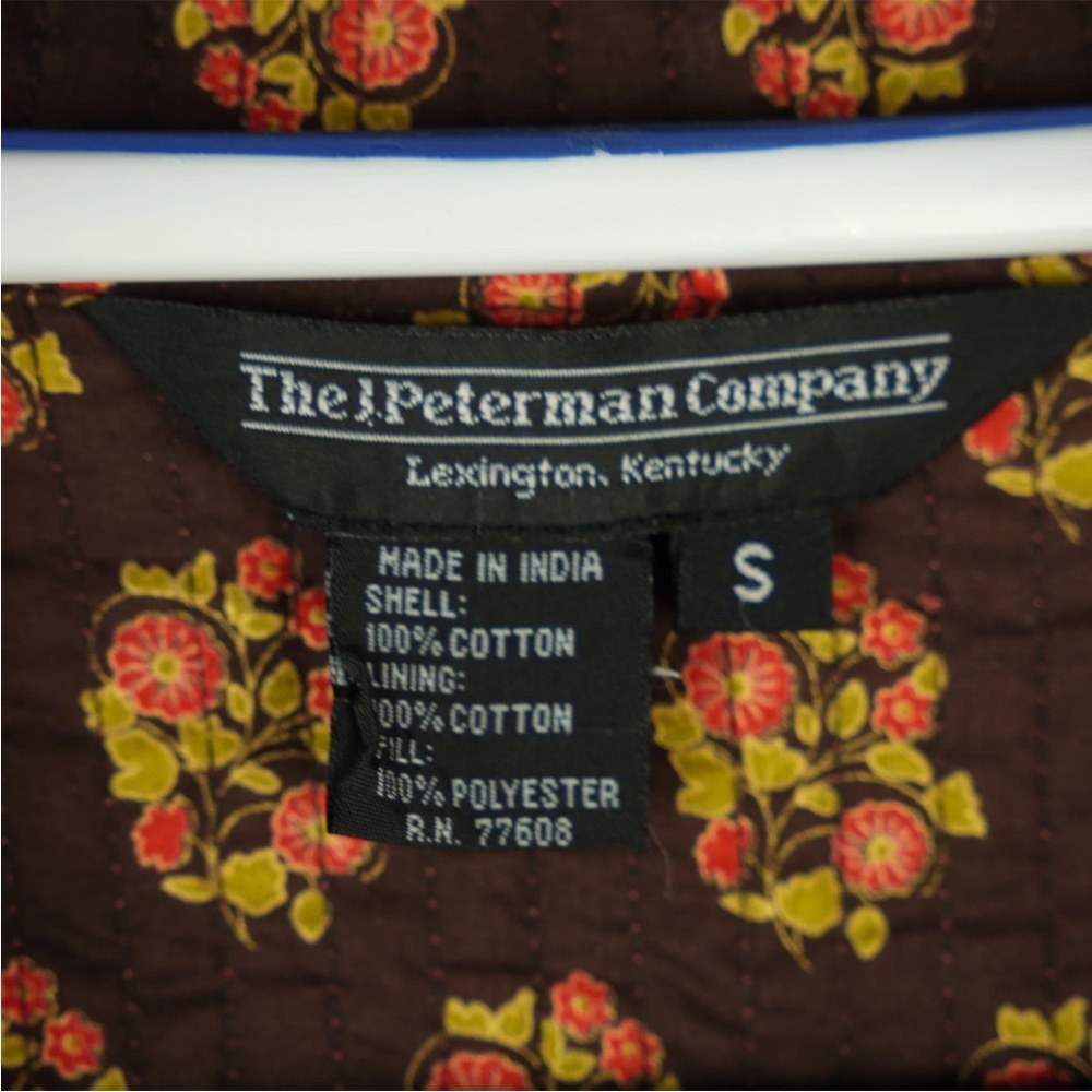 The J. Peterman Company Quilted Coat Jacket Womens Small Floral Embroidered EUC - Picture 13 of 16